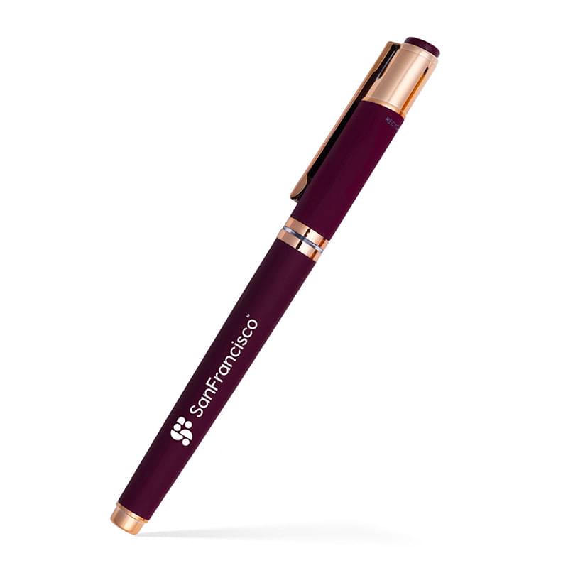 Satin Soft Touch Earl Gel Pen - Rose Gold Accents (Recycled Material)