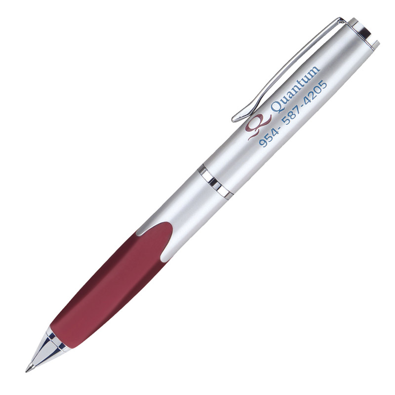 Metal Collection Twist Action Ballpoint Silver Finish Pen w/ Rubber Grip