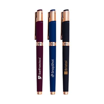 Satin Soft Touch Earl Gel Pen - Rose Gold Accents (Recycled Material)