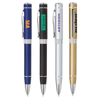 The Metal Collection Twist Action Ballpoint Pen w/ Diamond Cut Ring