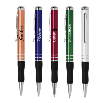 The Metal Collection Twist Action Ballpoint Pen w/ Black Rubber Grip