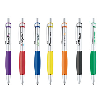 The Metal Collection Click Action Aluminum Ballpoint Pen w/ Rubber Grip