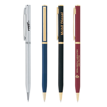 The Metal Collection Brass Twist Action Pen w/ Chrome & Gold Trim