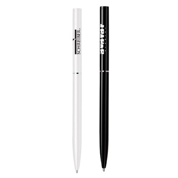 Simple Twist Action Aluminum Ballpoint Pen w/ Silver Accent