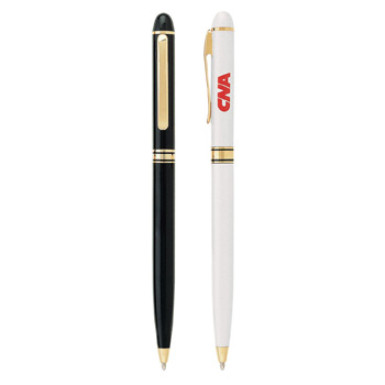 Metal Collection Twist Action Pen w/ Gold Clip & Gold Trim
