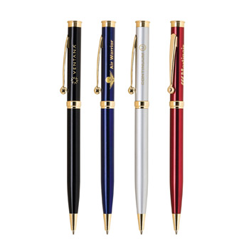 Metal Collection Twist Action Brass Ballpoint Pen w/ Gold Accent