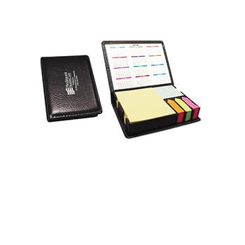 Ultra Notes PVC Black Cover w/ 2 Pastel Colored Sticky Note Pad